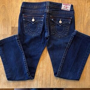 True Religion Women's Dark Blue Straight Leg Jeans